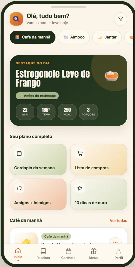 Tela inicial do app